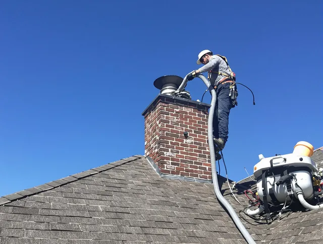 Dedicated Miami Gardens Chimney Sweep team member cleaning a chimney in Miami Gardens, FL