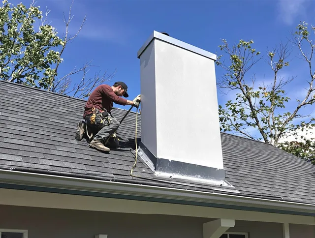 Miami Gardens Chimney Sweep team member finishing chimney construction in Miami Gardens, FL
