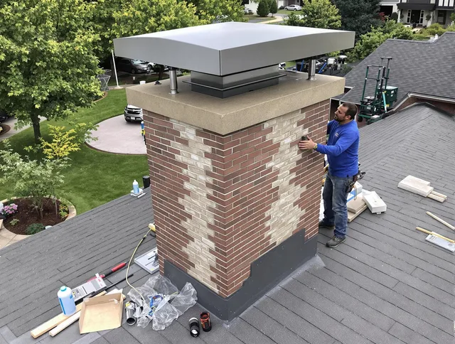 Miami Gardens Chimney Sweep team working on a custom chimney remodel in Miami Gardens, FL