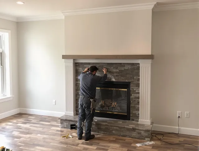 Miami Gardens Chimney Sweep finishing a custom fireplace install in Miami Gardens, FL